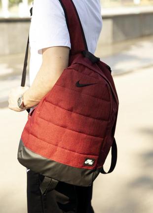 Рюкзак nike air найк спортивний міський червоний з чорним жіночий чоловічий портфель з шкіряним дном