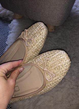 Балетки солома плетёные низкий ход тренд соломенные3 фото