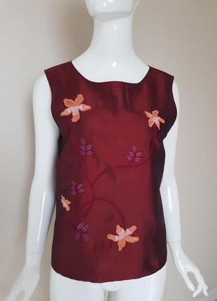 Нарядная шелковая блуза с вышивкой julien le roy