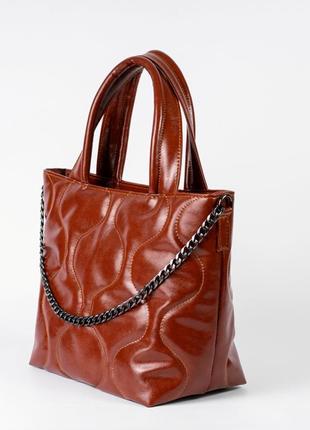 Женская сумка рыжая сумка с цепочкой рыжий шопер шоппер2 фото