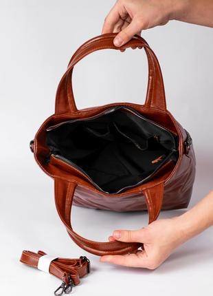 Женская сумка рыжая сумка с цепочкой рыжий шопер шоппер4 фото