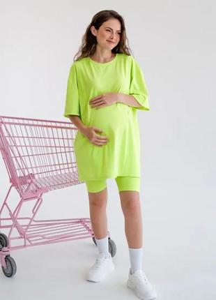 Салатовая футболка для беременных и кормящих мам с секретом для кормления хлопковая, 5332041-с4 фото