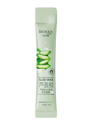 Нічна маска для обличчя bioaqua aloe vera з екстрактом алое 4 ml (1 штука)2 фото