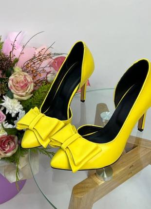 Дизайнерские желтые изысканные туфли bant 🎀 натуральная кожа2 фото