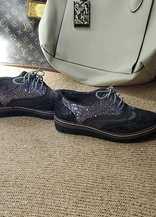 Claudia ghizzani туфлі оксфорди зі вставками з блискітками шкіра замша