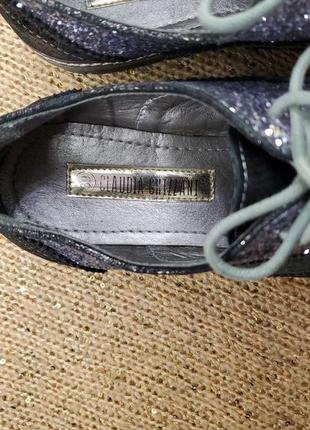 Claudia ghizzani туфлі оксфорди зі вставками з блискітками шкіра замша