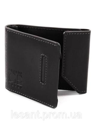 Зажим портмонн кошелек мужской кожаный черный3 фото
