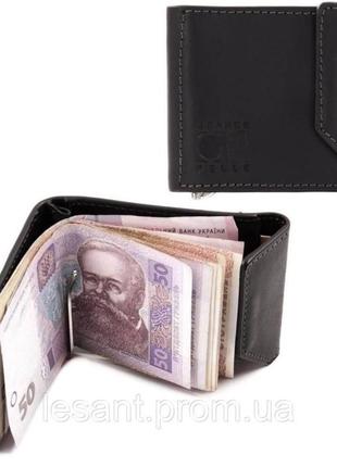 Зажим портмонн кошелек мужской кожаный черный1 фото