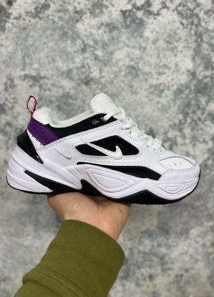 Женские кожаные кроссовки nike m2k tekno white\black\pink#найк