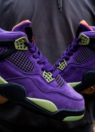 Женские высокие кроссовки nike air jordan retro 4 paris purple suede#найк