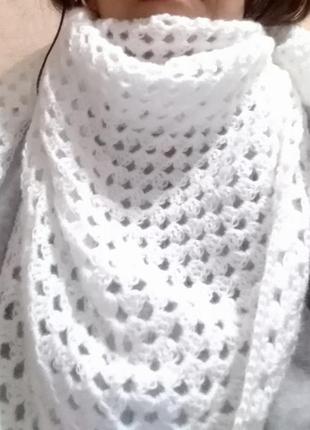 Белый бактус, шаль, платок, треугольный шарф (разные цвета)2 фото