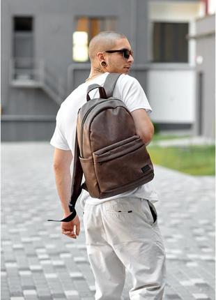 Мужской рюкзак sambag zard lst - коричневый нубук3 фото