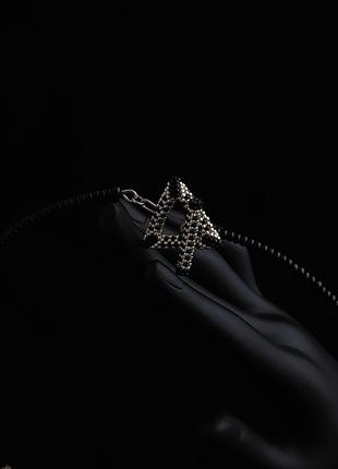 Комплект украшений ожерелье и серьги из бисера hand made4 фото