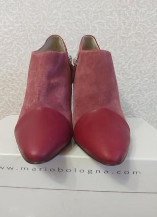 Оригинальные замшевые с кожаным носком ботильоны на шпильке mario bologna3 фото