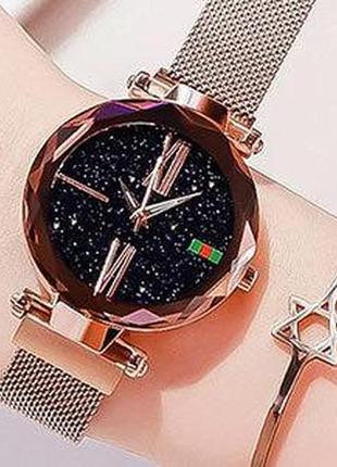 Женские часы starry sky watch на магнитной застёжке золотистые9 фото