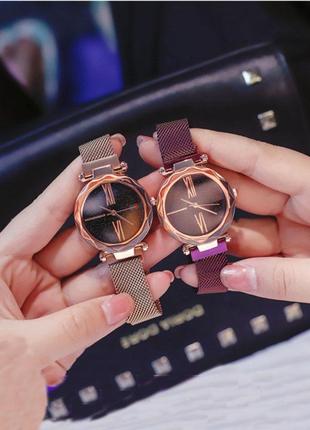 Женские часы starry sky watch на магнитной застёжке золотистые8 фото