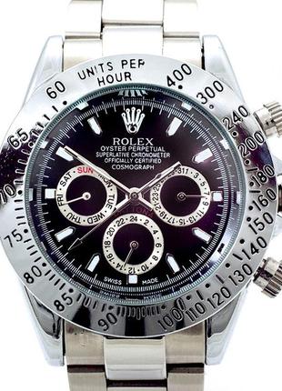 Часы в стиле rolex daytona silver (black  )6 фото