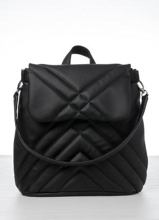 Жіночий рюкзак-сумка sambag loft - чорний10 фото
