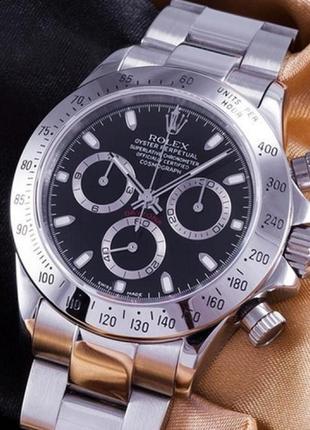 Часы в стиле rolex daytona silver (black  )