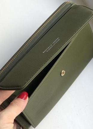 Женский клатч-кошелек baellerry leather green2 фото