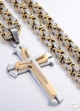 Набор steel rage - цепь мужская + браслет + крест1 фото