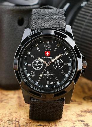 Чоловічі армійські наручний годинник swiss army black1 фото