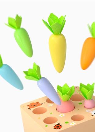 Развивающая игра «морковки на грядке» (цветная)2 фото