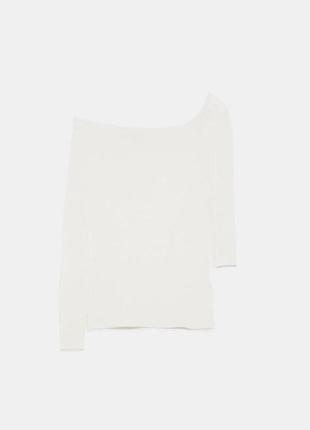 Белая ассиметричная блузка джемпер открытое плечи zara3 фото