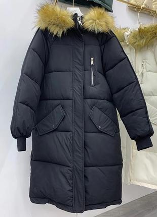 Зимова куртка чорна розмір м довга куртка4 фото