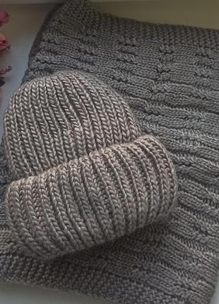 Новый зимний комплект: шапка (утепленная флисом) и хомут 2 оборота