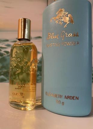Elizabeth arden blue grass рідкість vintage колекційний набір flower mist cologne та dusting powder пудра2 фото