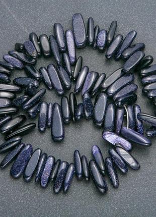 Нитка натурального каменю авантюрин, крихітка "голка" d-20х6мм l-41см +-