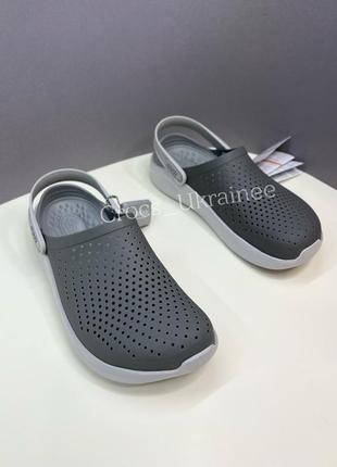 Серые сабо крокс crocs literide