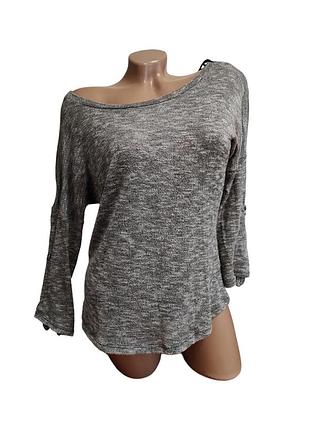 Жіноча кофта сіра з довгим коротким рукавом мереживо спинка