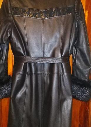 Пальто кожа с натуральным мехом woger р.l (48-50)2 фото