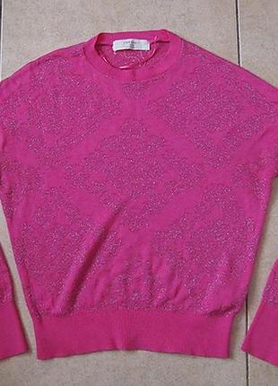 Свитер zara s-m розовый с серебром