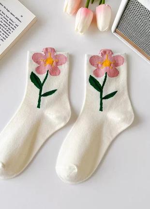 Шкарпетки жіночі з оригінальним квітковим принтом нові1 фото