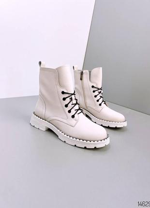 Белые кроссовки, ботинки кожаные демисезонные, 14629