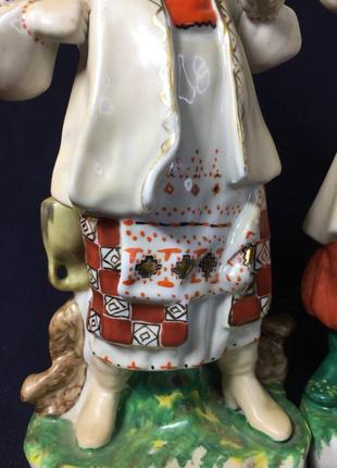 Фарфоровая композиция статуэток одарка и карась позолота фигурки ссср киев н11358 фото