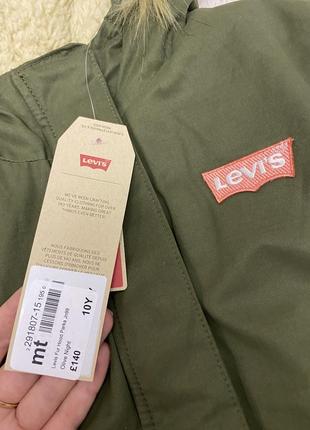 Детская парка куртка зимняя levi’s хаки для девочки9 фото