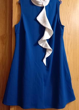 Трикотажное синьковое платье3 фото