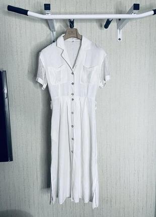 Біле довге літне плаття халат сукня лён