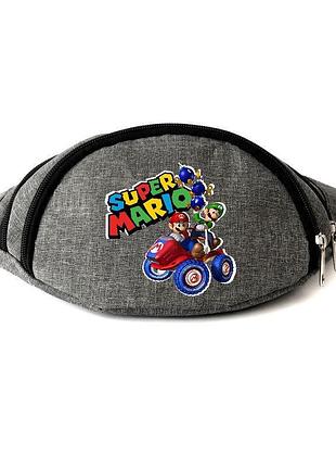 Сумка бананка на пояс супер брати маріо марріо (ob-sm-01) cappucino toys серая