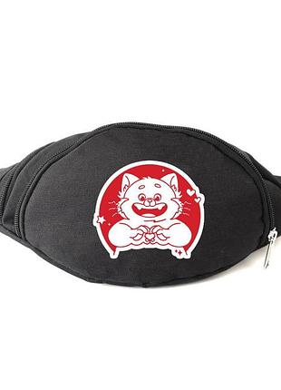 Сумка бананка я краснею панда 002 на пояс cappuccino (irp 002-black) черный