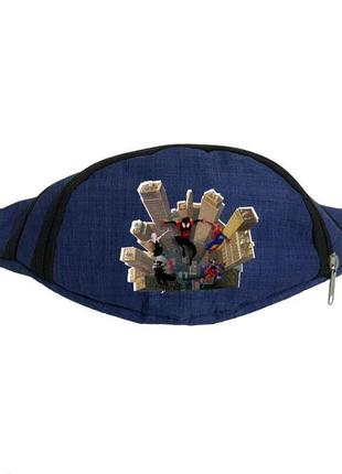 Сумка бананка на пояс человек паук 005 (spiderman-005) cappuccino toys синяя