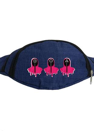 Сумка бананка игра в кальмара 004 на пояс cappuccino (sqd 004-blu) синий