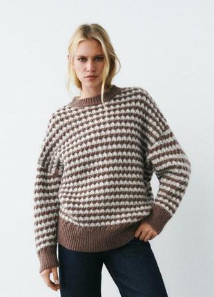 Новий жіночій смугастий светр зара, оригінал, розмір l оверсайз2 фото