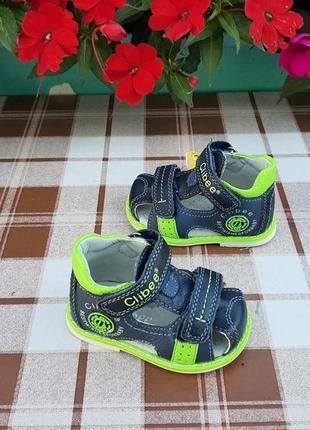 Р.18 шкіряні ортопедичні босоніжки для хлопчиків clibee