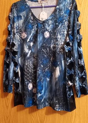 Турция-блузон модный с бантиками 💙🖤💙