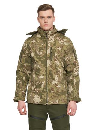 Мужская тактическая курточка с 6 карманами combat мультикам soft shell турция софтшел размер l топ1 фото